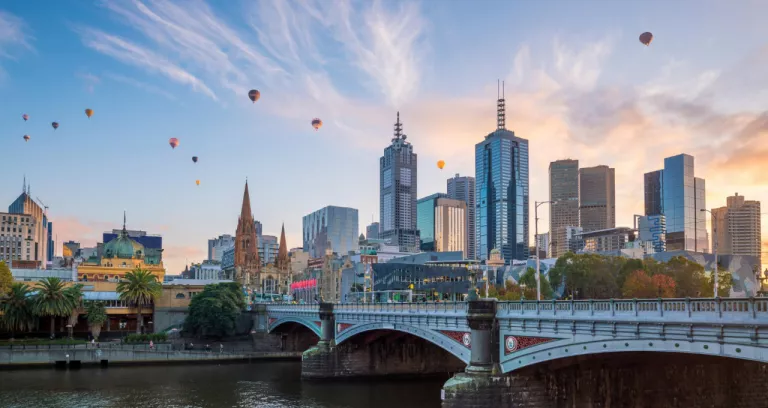Melbourne City Skyline At Twilight In Australia 1