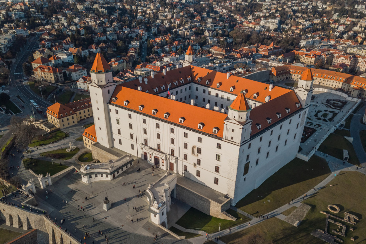 aerial view of bratislavsky hrad in bratislava slovakia