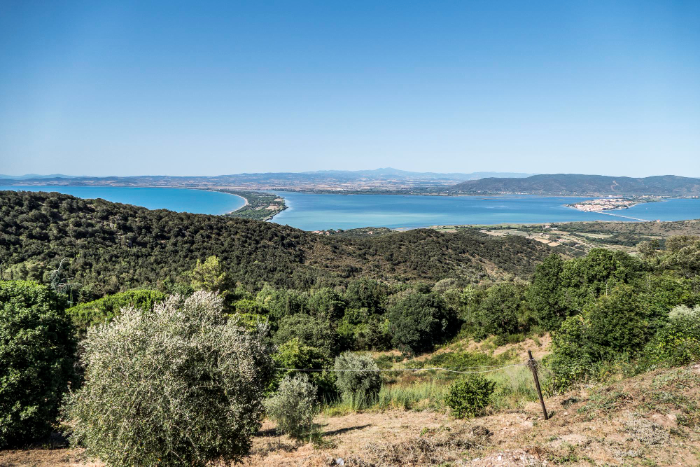 aerial view of the lagoon of orbetello