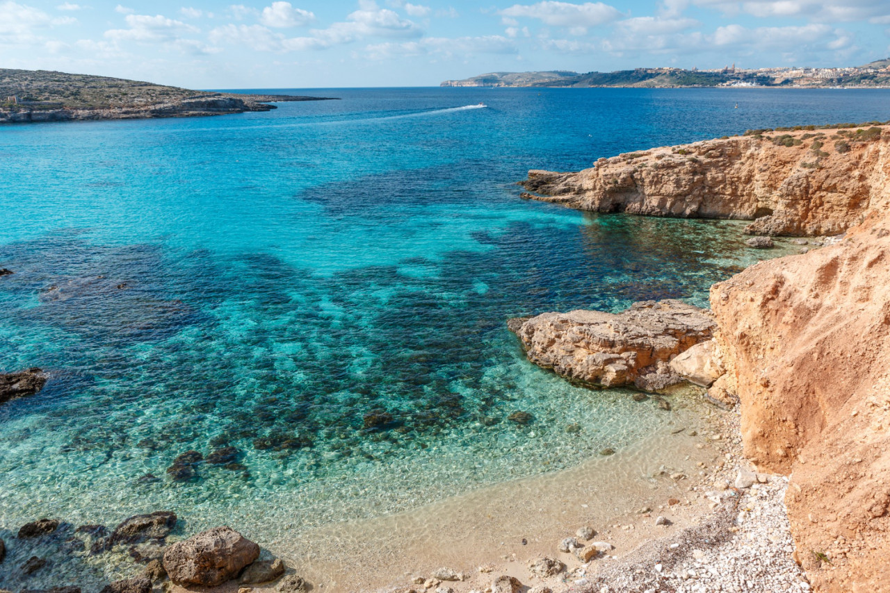 blue lagoon comino island idyllic turquoise beach malta