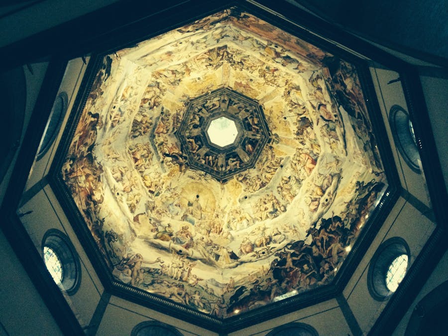 dome ceiling of a cathedral with paintings