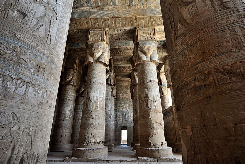 hypostyle hall of the temple of hathor at dendera