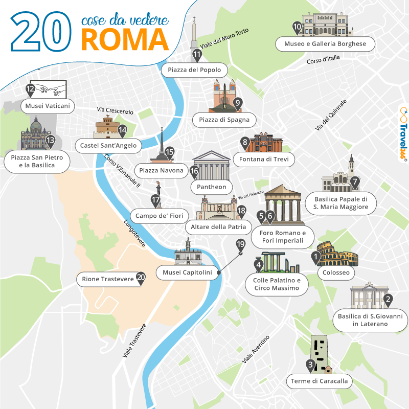 mappa cosa vedere roma monumenti