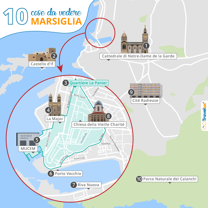 mappa principali attrazioni monumenti marsiglia