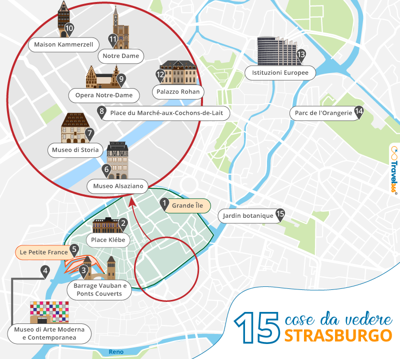 mappa principali attrazioni strasburgo