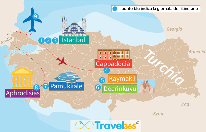 mappa turchia itinerario 9 giorni 1