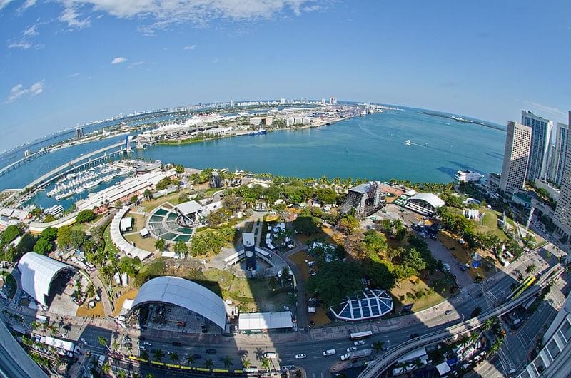 panoramic view of bayfront park miami