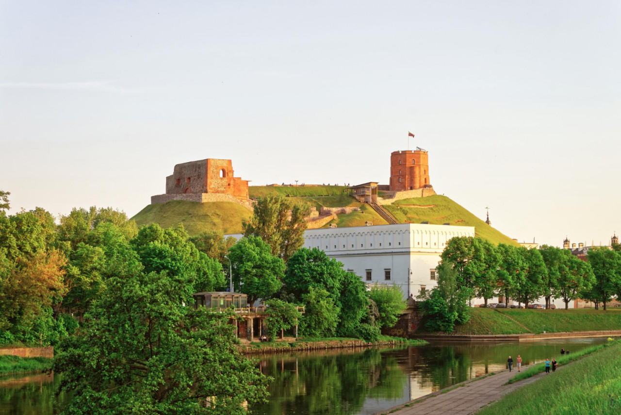 upper castle waterfront neris river vilnius lithuania gediminas tower is also called as upper castle lithuania is one baltic countries eastern europe