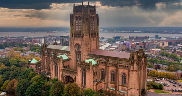 Aerial View Liverpool Cathedral England