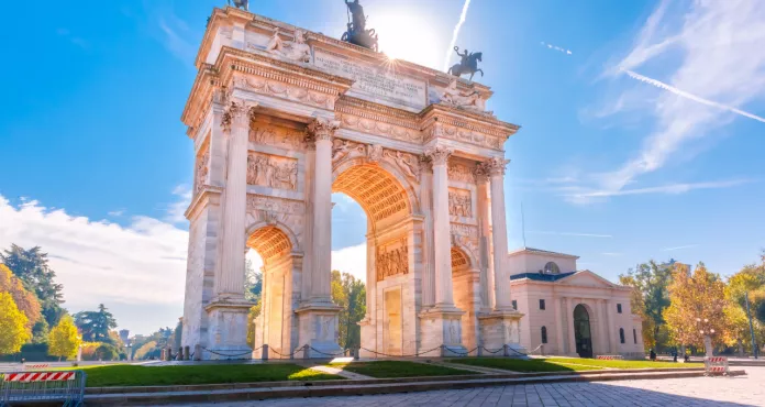 Arch Peace Arco Della Pace City Gate Centre Old Town Milan Sunny Day Lombardia Italy