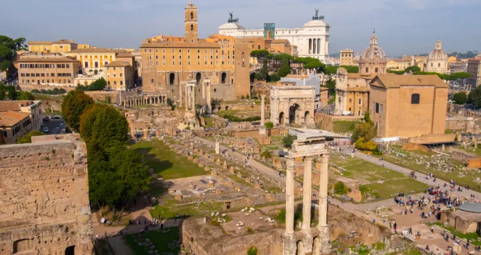 Beautiful Landscape View Roman Forum Famous Landmark Rome Italy 1