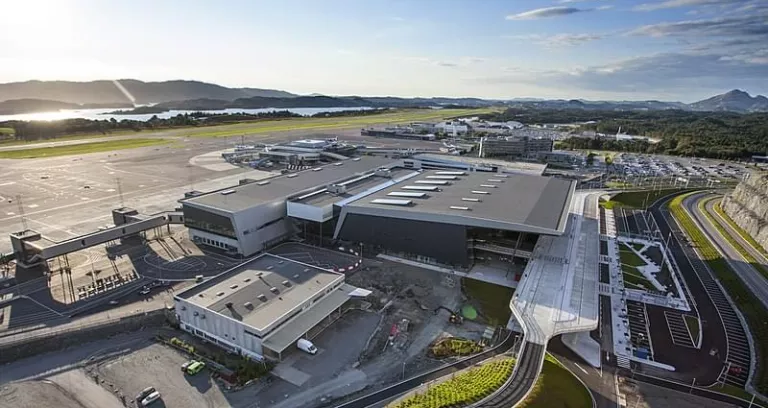 New Bergen Airport Flesland With Old Terminal In The Background
