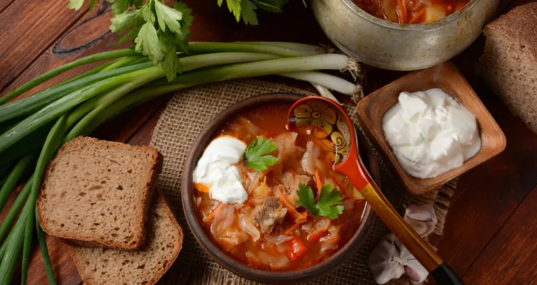 Cabbage Soup With Meat Russian Traditional Dish Shchi