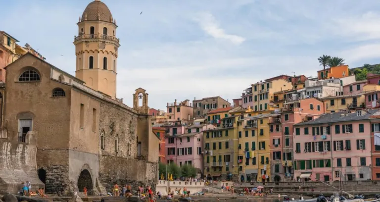 People On Beach In Vernazza Italy