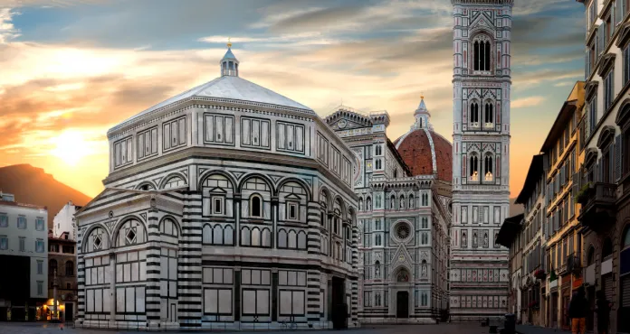 Famous Cathedral Santa Maria Del Fiore Florence Sunrise