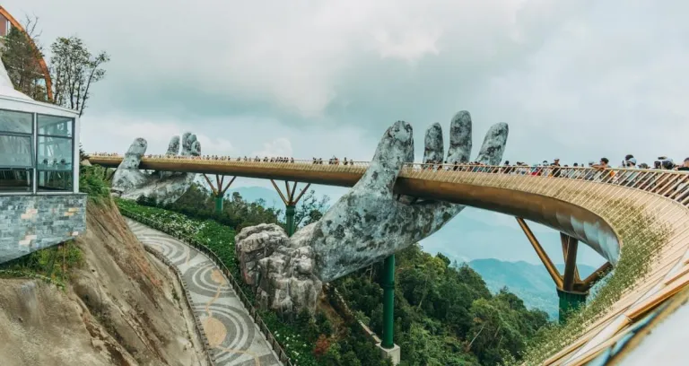 Golden Bridge In Ba Na Hills Da Nang Vietnam