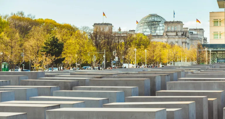 Holocaust Memorial Berlin With Reichstag 1