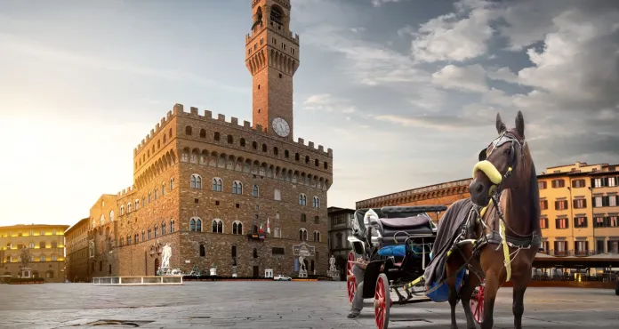 Horse Piazza Della Signoria Florence Dawn Italy 1