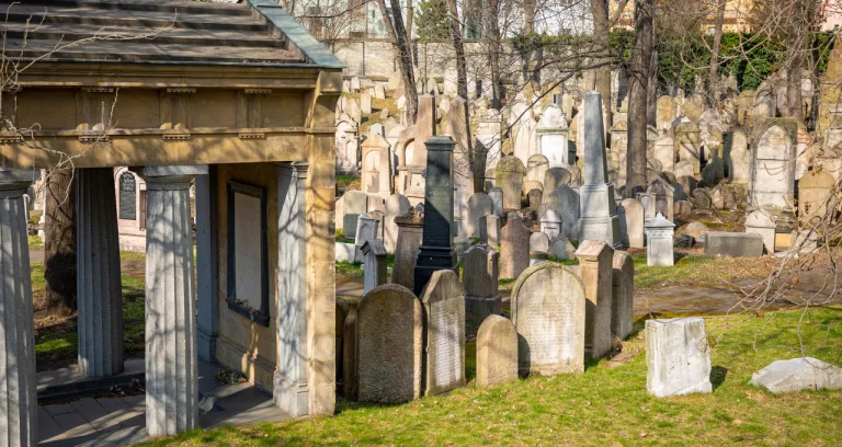 Old Jewish Cemetery Zizkov Telivision Tower Prague Czech Republic 1