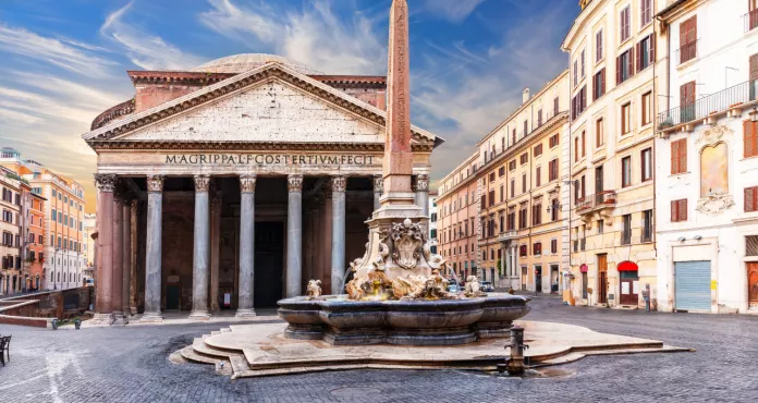 Pantheon Obelisk Full View Rome Italy 1