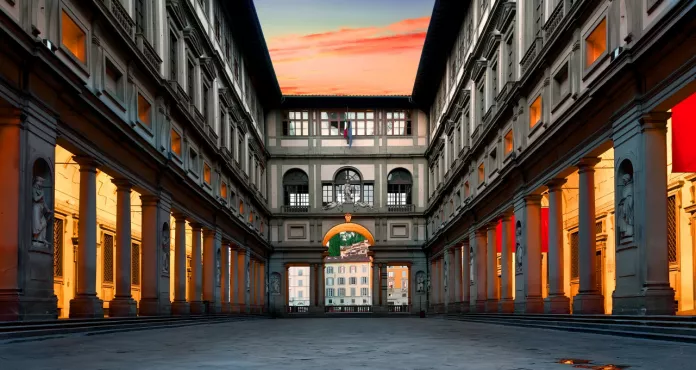 Piazzale Degli Uffizi Florence Sunrise Italy 1