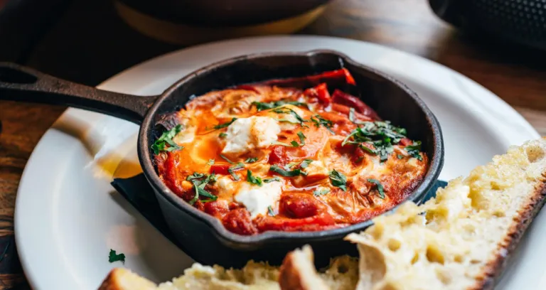 Shakshuka Iron Pan Served With Bread