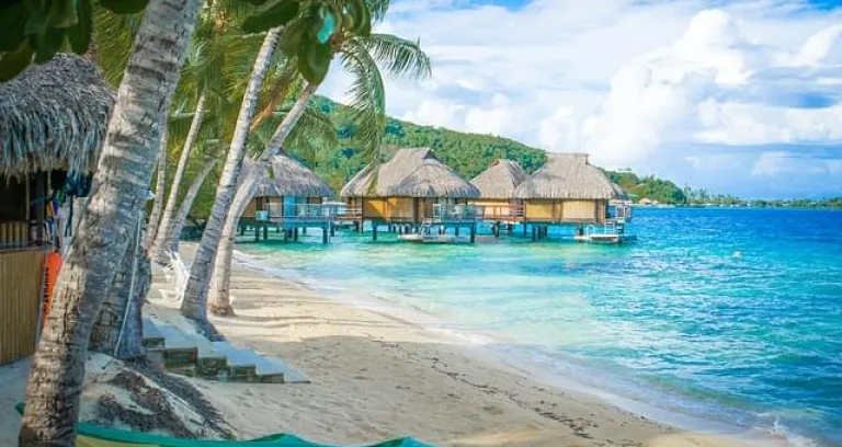 panoramica della spiaggia isola moorea