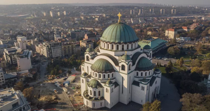 Temple Of Saint Sava In Belgrade Aerial View