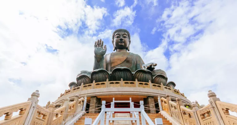 Tian Tan Buddha Statue Al Monastero Di Polin Isola Di Ngong Ping Lantau Hong Kong