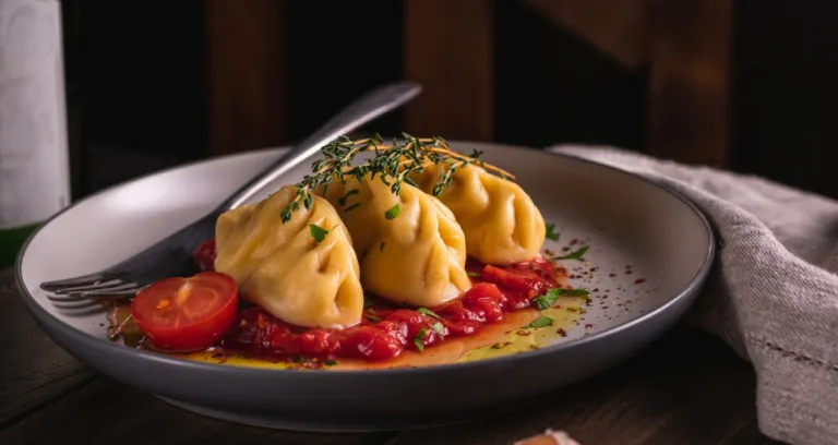 Traditional Italian Food Culurgiones Homemade Pasta With Potato Cheese Herbs