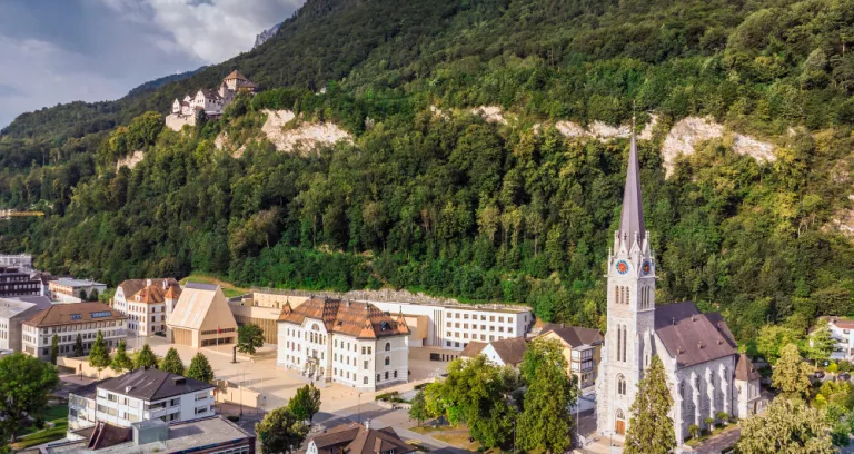 Vaduz Liechtenstein Capitale Veduta Aerea Dal Drone