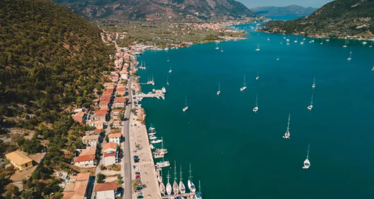 Vista Aerea Del Porto Con Yacht E Barche Sull Isola Di Lefkada