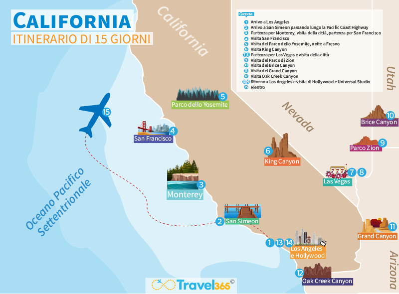 tour california quanti giorni