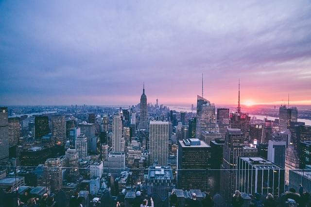 skyline new york al tramonto