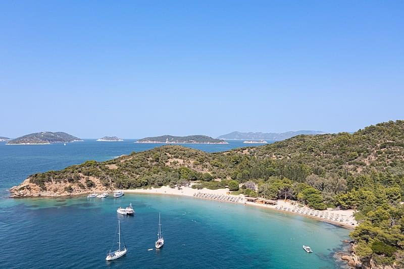 a view from above of tsougkrias beach greece