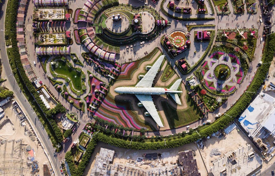 aerial photography of park with airplane 1