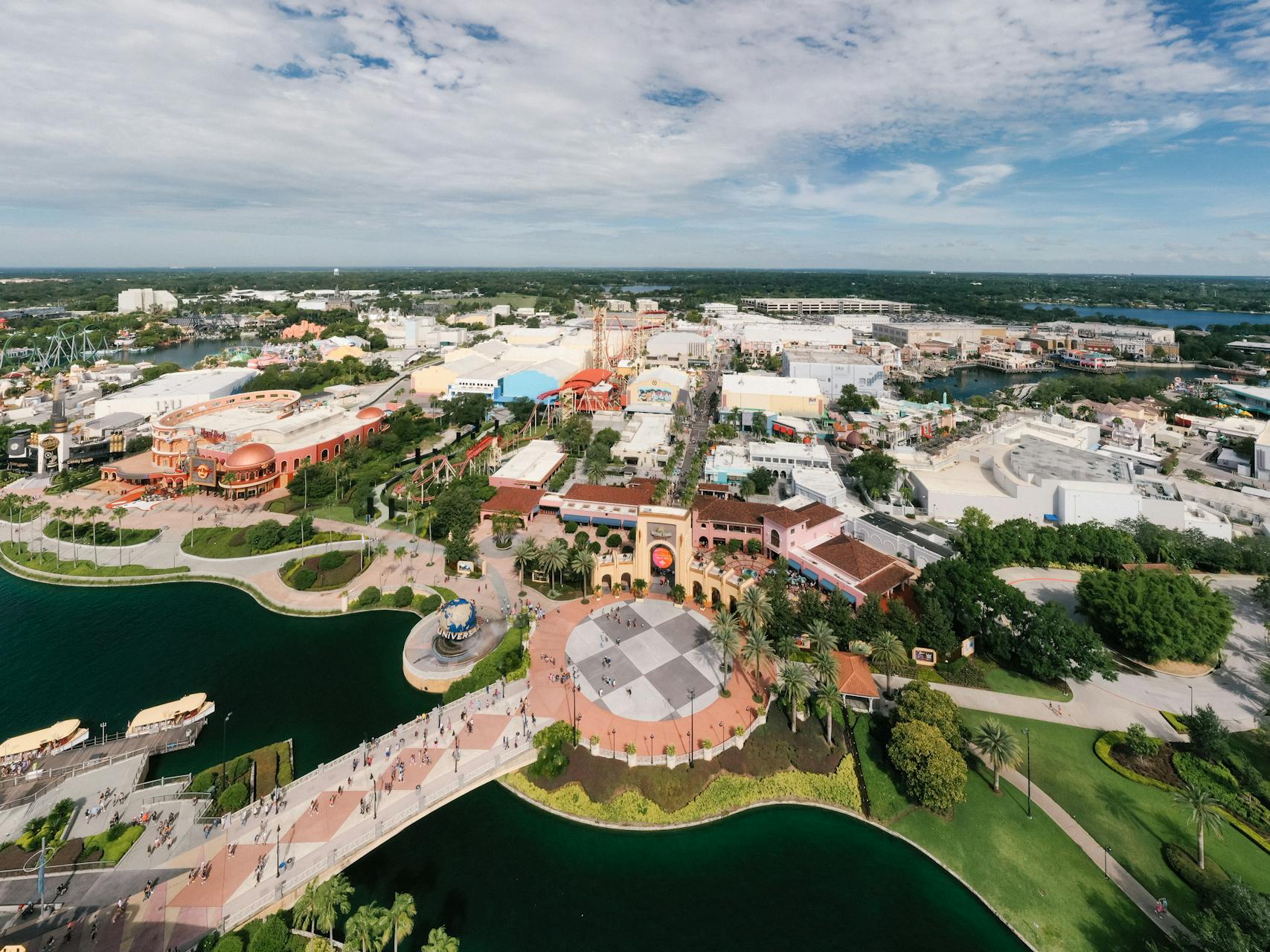 aerial view buildings in universal orlando resort florida