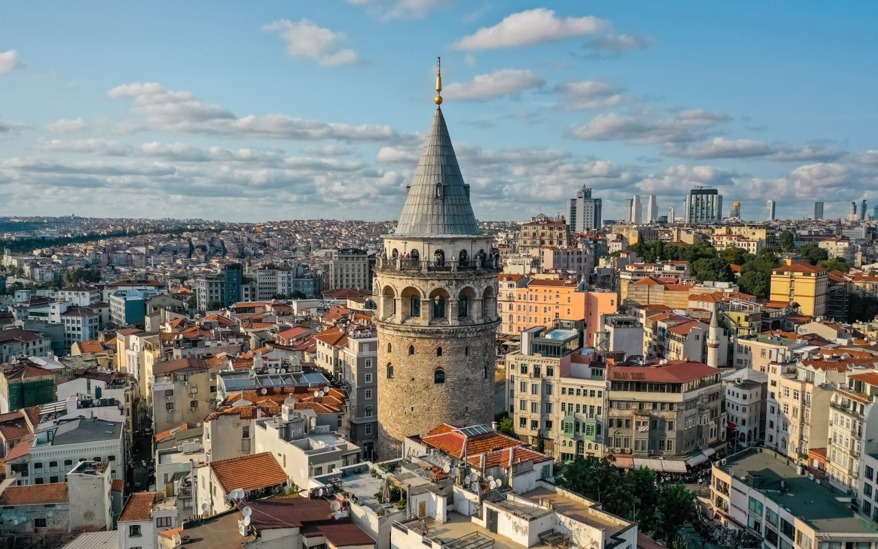 aerial view galata tower