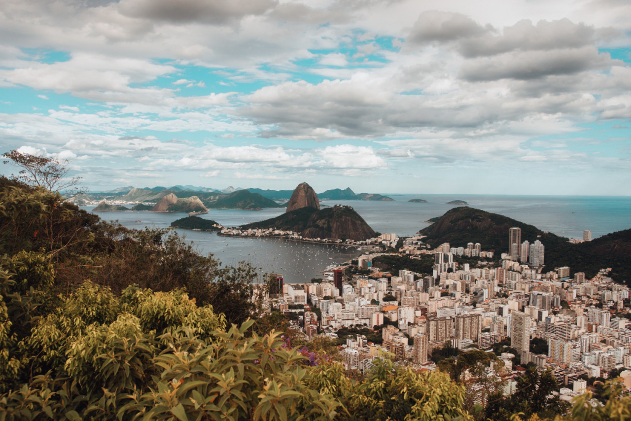 aerial view guanabara bay rio de janeiro brasil