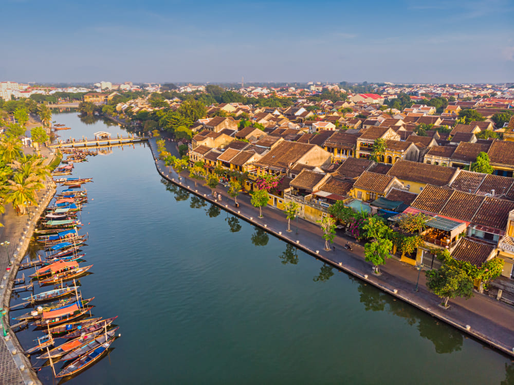 aerial view hoi ancient town vietnam
