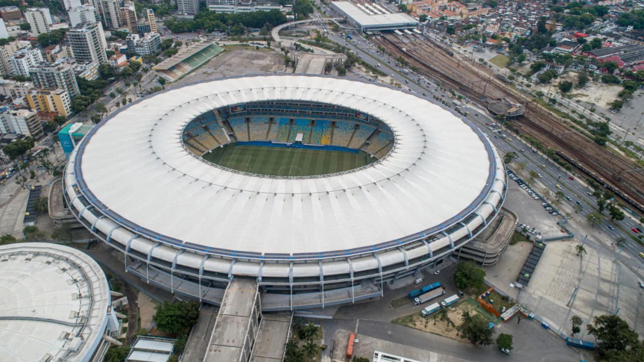aerial view legendary football stadium maracana stadium jornalista mario filho