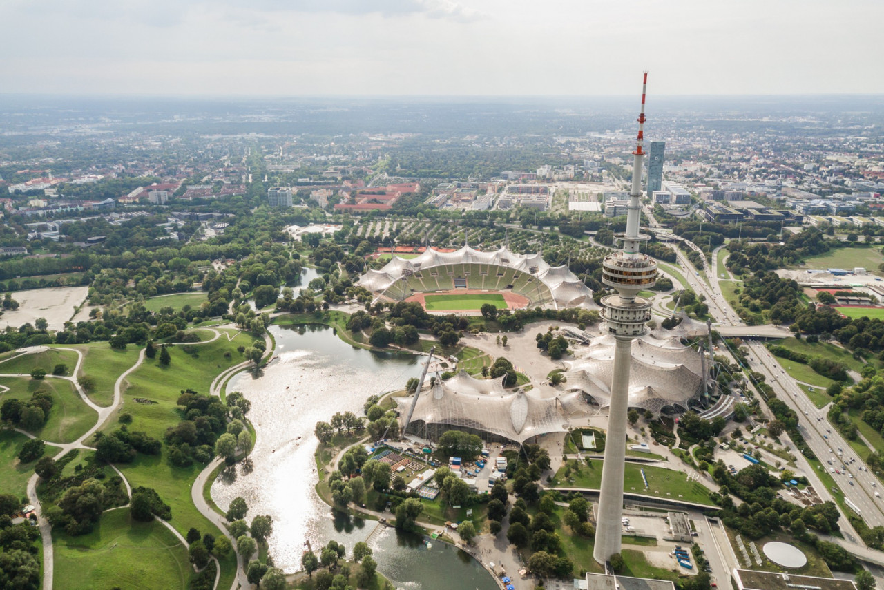 aerial view munich olympic park