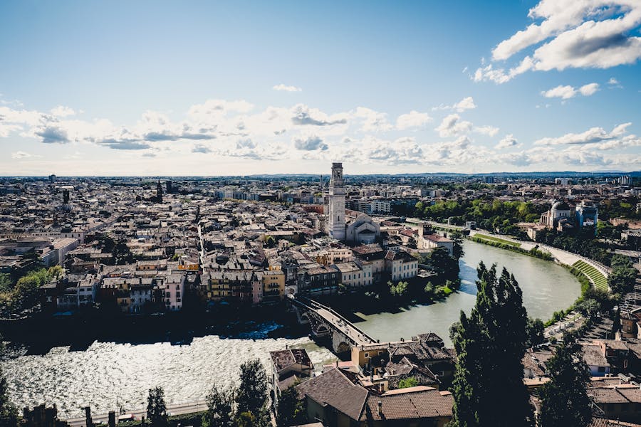 aerial view of city buildings