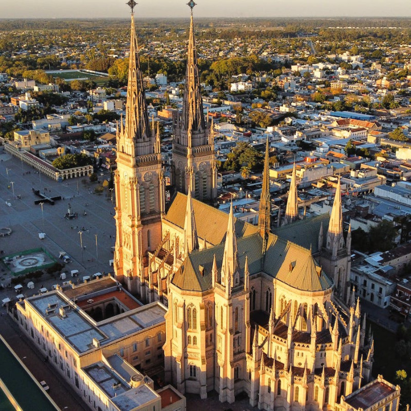 aerial view of the basilica of our lady of lujan buenos aires argentina