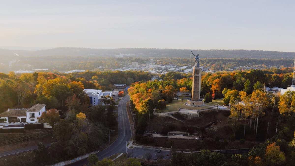 aerial view of vulcan park in birmingham alabama