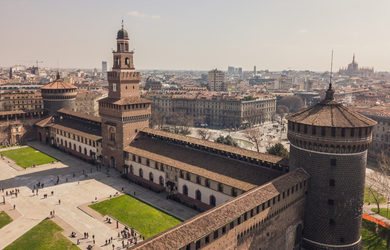 Aerial View Sforzesco Castle Milan 1