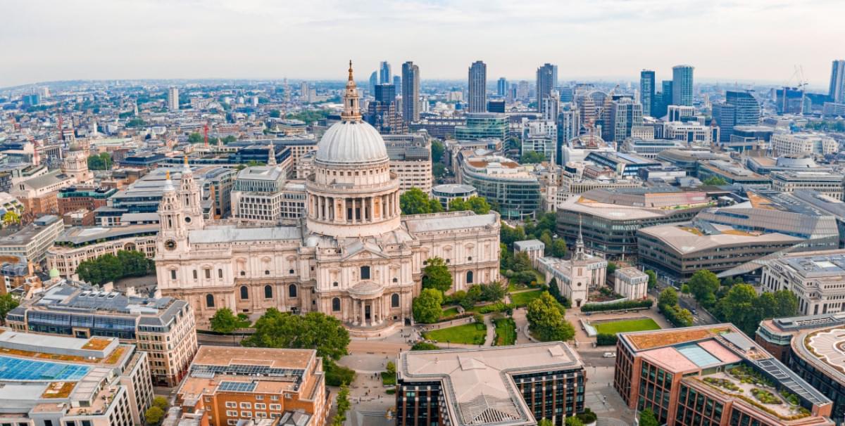 aerial view st paul s cathedral london england