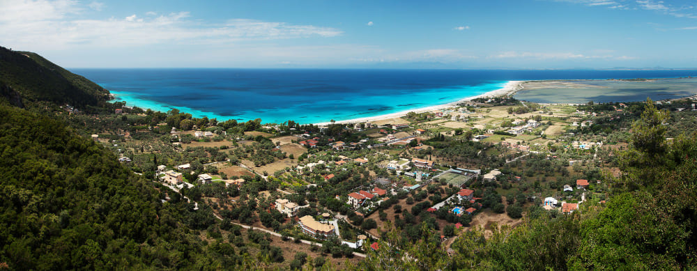agios ioannis beach panoram lefkada island greece beautiful turquoise sea island lefkada greece