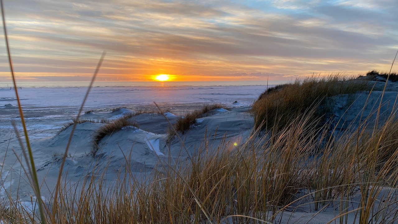 amrum winter strand sonnenuntergang