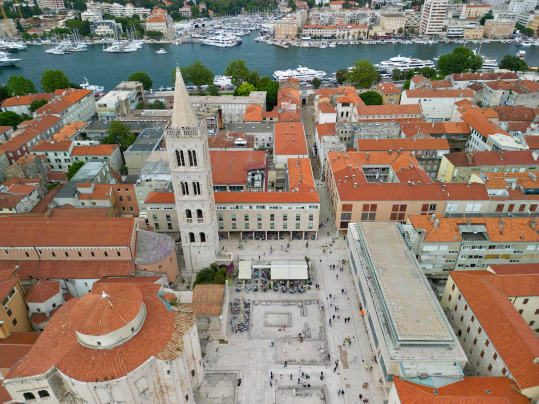 an aerial view of the city of split